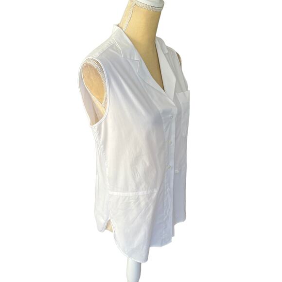 Kristensen Du Nord White Sleeveless Top Tank Button Down Size 2 M / 6 Made Italy - Picture 8 of 11